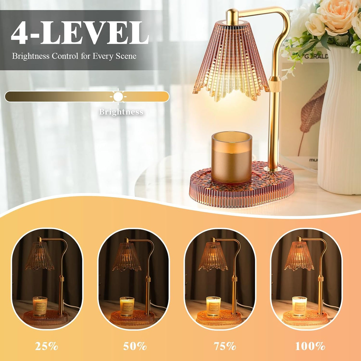 Candle Warmer Lamp, Timer & 4-Level Dimmer, Adjustable Height