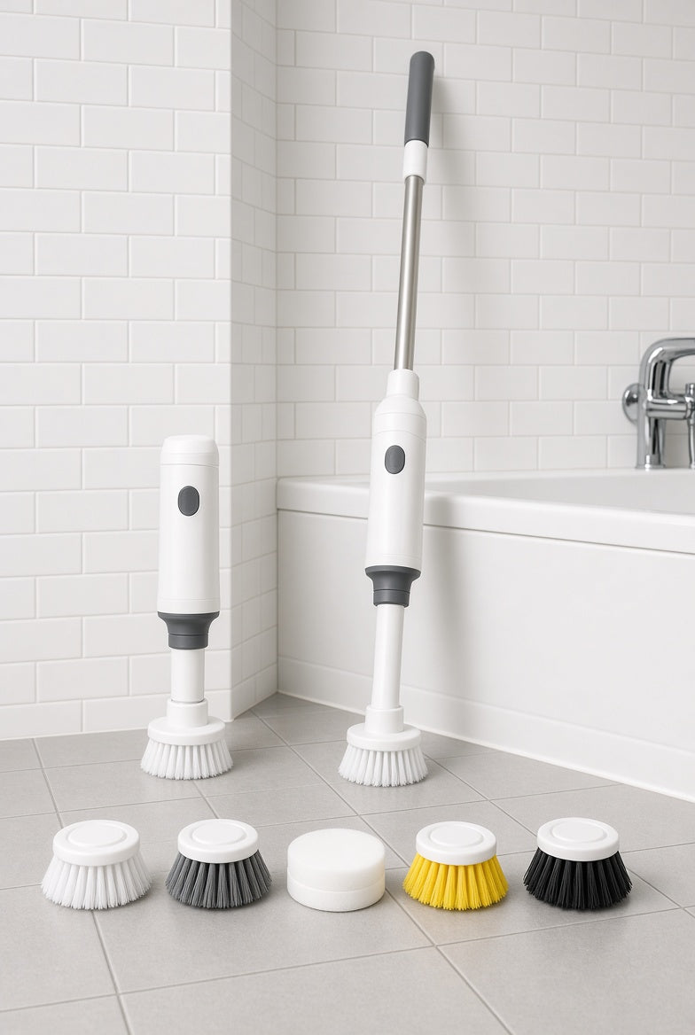 5-in-1 Electric Spin Scrubber - cleaning bathroom tiles