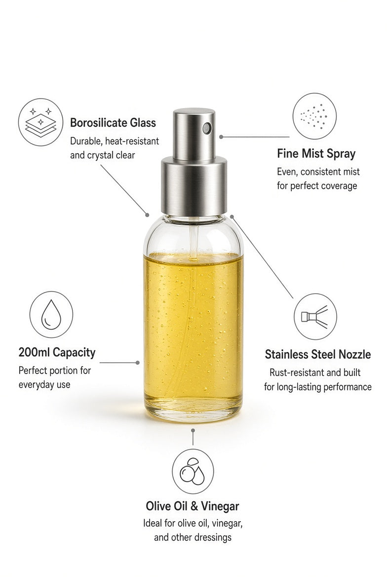 Premium Glass Oil Sprayer - size reference in hand