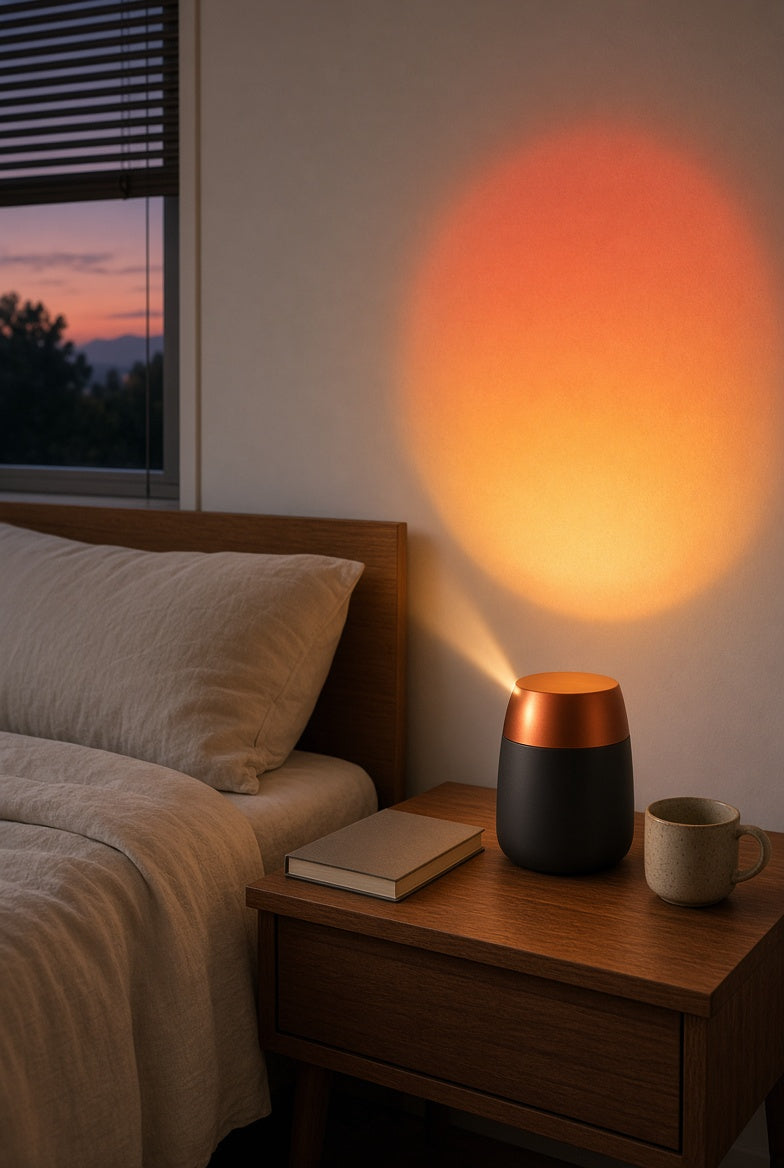 Sunset Glow Projection Lamp - lifestyle bedroom ambiance