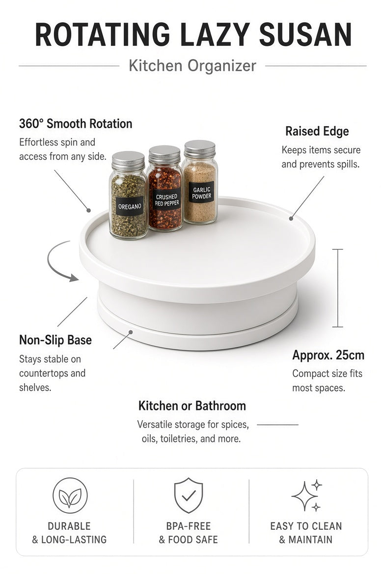 360° Rotating Kitchen Organizer - key features overview